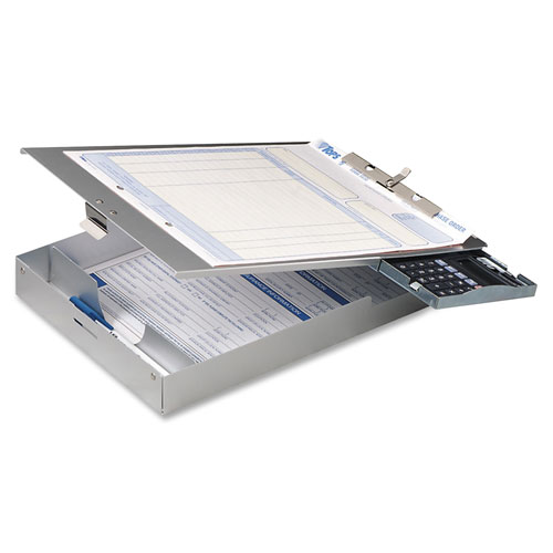 Aluminum Form Holder w/1" Deep Storage/Calculator,8-1/2"x12"