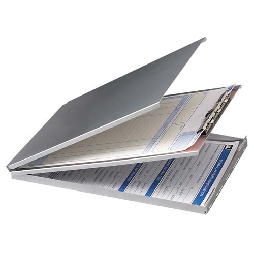 Aluminum Top Loading Form Holder w/Storage, 8-1/2x12"