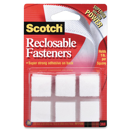 3M Reclosable Fastener Squares, WHITE