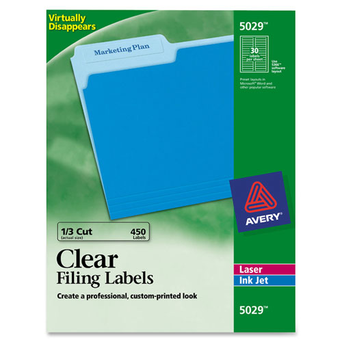 Avery Clear Top Tab Filing Labels, CLEAR