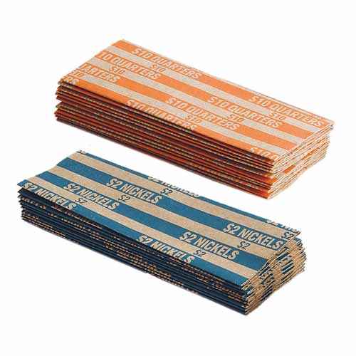 Coin Wrappers Flat Tubular Coin Wraps, 1000/PK