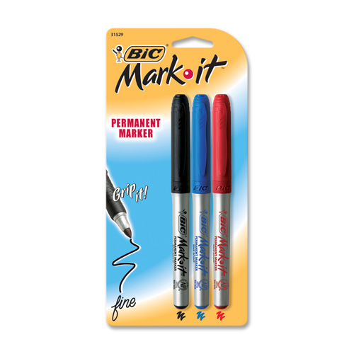 Bic Rubber Grip Permanent Markers, ASSORTED