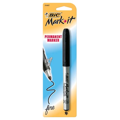 Bic Permanent Marker w/ Grip, BLACK