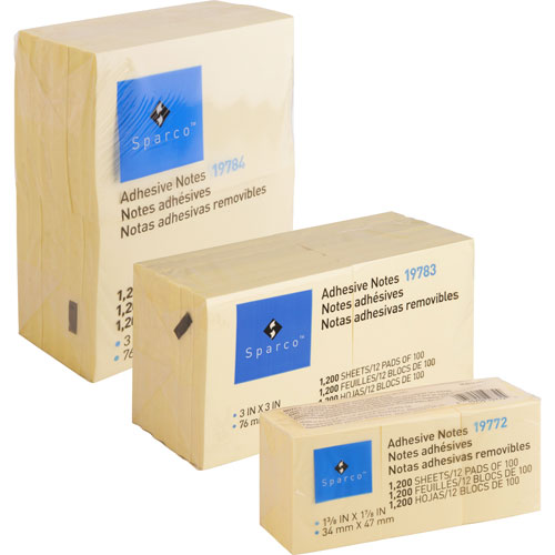 Adhesive Notes, 3"x3", 100SH/Pad, 24/PK, Yellow
