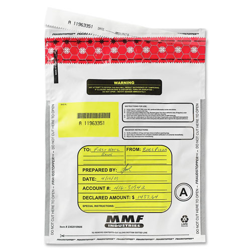 MMF Industries Tamper-Evident Deposit Bags, WHITE