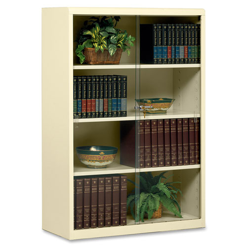 Tennsco Heavy-gauge Steel Bookcases w/Glass Doors, LIGHT GRAY