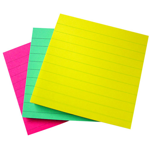 Adhesive Notes, Ruled, 4"x4", 3/PK, Extreme Colors