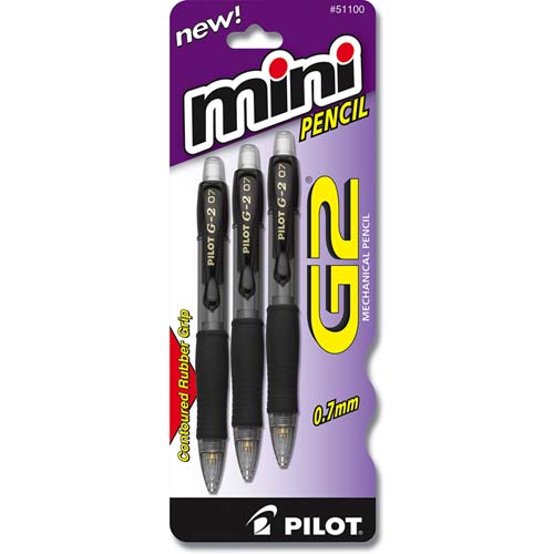 Mini Mechanical Pencil, .7mm, Refillable, 3/PK, Black