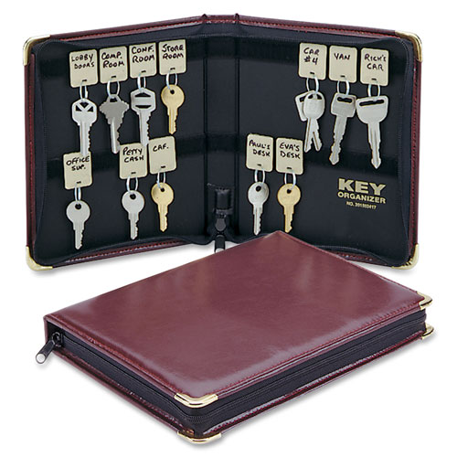 MMF Industries 48-Key Portable Zippered Key Case, BURGUNDY