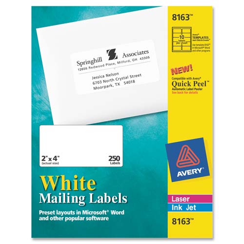 Avery 8162, InkJet Labels, White Prmnt 1 1/3 x 4 14 Up