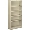 Metal Bookcase, Five-Shelf, 34-1/2w x 12-5/8d x 71h, Putty