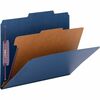 Pressboard Classification Folders, Letter, Four-Section, Dark Blue, 10/Box