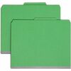 Pressboard Classification Folders, Letter, Four-Section, Green, 10/Box