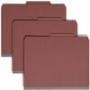Pressboard Classification Folders, Self Tab, Letter, Four-Section, Red, 10/Box