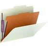 Pressboard Classification Folders, Letter, Four-Section, Gray/Green, 10/Box