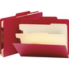 Top Tab Classification Folder, Two Dividers, Six-Section, Letter, Red, 10/Box