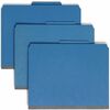 Pressboard Classification Folders, Letter, Six-Section, Dark Blue, 10/Box