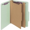 Pressboard Classification Folders, Tab, Letter, Six-Section, Gray/Green, 10/Box