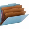3" Expansion Classification Folder, 2/5 Tab, Letter, Eight-Section, Blue, 10/Box