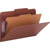 Pressboard Classification Folders, Self Tab, Legal, Four-Section, Red, 10/Box