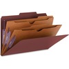 Pressboard Folders with Two Pocket Dividers, Legal, Six-Section, Red, 10/Box