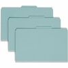 Pressboard Folders with Two Pocket Dividers, Legal, Six-Section, Blue, 10/Box