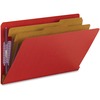 Pressboard End Tab Folders, Legal, Six-Section, Bright Red, 10/Box