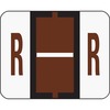 A-Z Color-Coded Bar-Style End Tab Labels, Letter R, Brown, 500/Roll