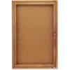 Enclosed Bulletin Board, Natural Cork/Fiberboard, 24 x 36, Oak Frame