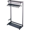 Single-Side, Garment Rack w/Two Shelves, Eight Hangers, Steel, 24" Wide, Black