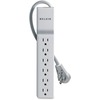 Surge Protector, 6 Outlets, 8 ft Cord, 720 Joules, White