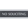 Century Series Office Sign, NO SOLICITING, 9 x 3, Black/Silver
