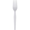 Forks, Heavy Weight, Plastic, 7-1/8" L, White, 100 Forks/Box