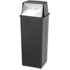 Reflections Fire-Safe Push Top Receptacle, Square, Steel, 21gal, Black/Chrome