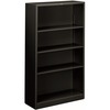 Metal Bookcase, Four-Shelf, 34-1/2w x 12-5/8d x 59h, Black