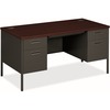 Metro Classic Double Pedestal Desk, 60w x 30d x 29 1/2h, Mahogany/Charcoal