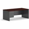 38000 Series Left Pedestal Desk, 72w x 36d x 29-1/2h, Mahogany/Charcoal