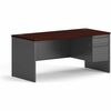 38000 Series Right Pedestal Desk, 66w x 30d x 29-1/2h, Mahogany/Charcoal
