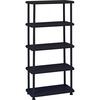 Rough N Ready Five-Shelf Open Storage System, Resin, 36w x 18d x 74h, Black