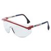 Astrospec 3000 Safety Glasses, Red/White/Blue Frame, Clear Lens