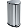 Step-On Waste Receptacle, Triangular, Stainless Steel, 10gal, Chrome/Black