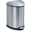 Step-On Waste Receptacle, Triangular, Stainless Steel, 4gal, Chrome/Black