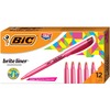 Brite Liner Highlighter, Fluorescent Pink Ink, Chisel Tip, Pink/Black Barrel, Dozen