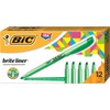 Brite Liner Highlighter, Fluorescent Green Ink, Chisel Tip, Green/Black Barrel, Dozen