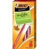 Round Stic Xtra Life Ballpoint Pen, Stick, Medium 1 mm, Red Ink, Translucent Red Barrel, Dozen