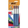 4-Color Multi-Color Ballpoint Pen, Retractable, Medium 1 mm, Black/Blue/Green/Red Ink, Blue Barrel, 3/Pack