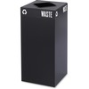 Public Square Recycling Container, Square, Steel, 31gal, Black