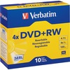 DVD+RW Discs, 4.7GB, 4x, w/Slim Jewel Cases, Pearl, 10/Pack