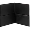 Poly Two-Pocket Folder w/Security Pocket, 11 x 8 1/2, Black, 5/Pack