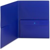 Poly Two-Pocket Folder w/Security Pocket, 11 x 8 1/2, Blue, 5/Pack